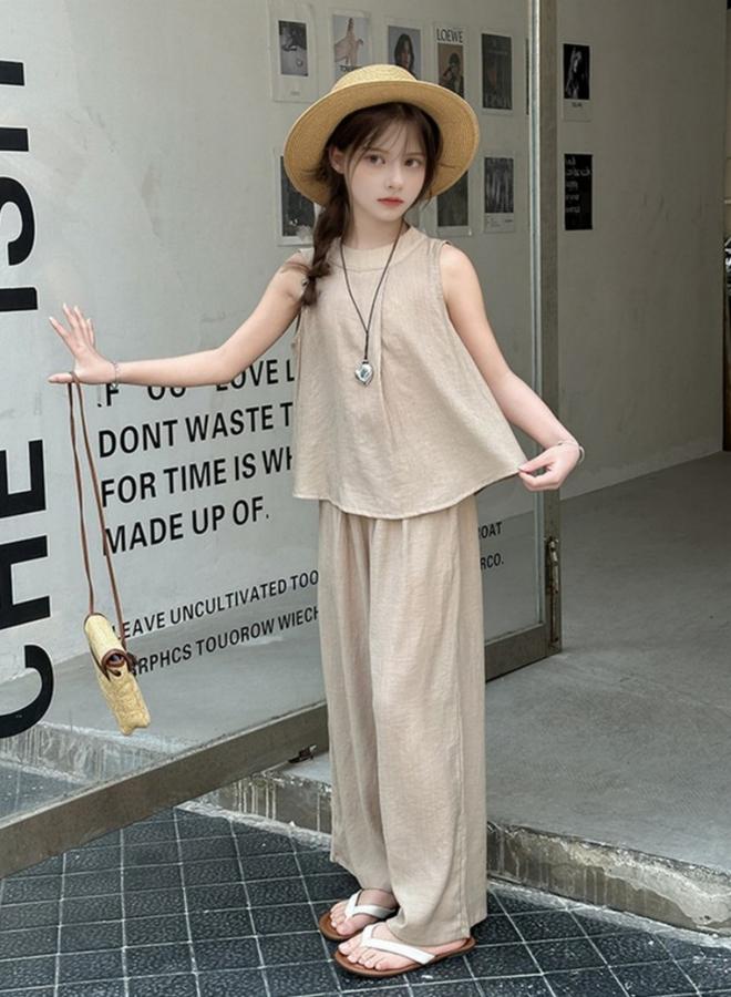 Take Two Girls Sleeveless Top And Wide Leg Pants Set - Image 1